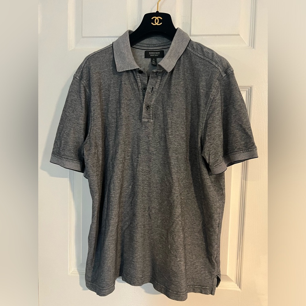 Nordstrom Men’s Shop Polo Collared Shirt Gray Size Large EUC